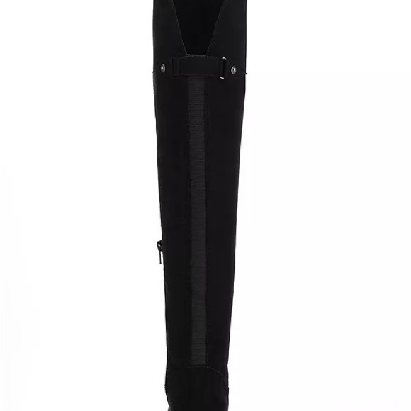 SUN + STONE Allicce Wide-Calf Over-The-Knee Boots in black micro faux Suede 8.5M - Picture 2 of 7
